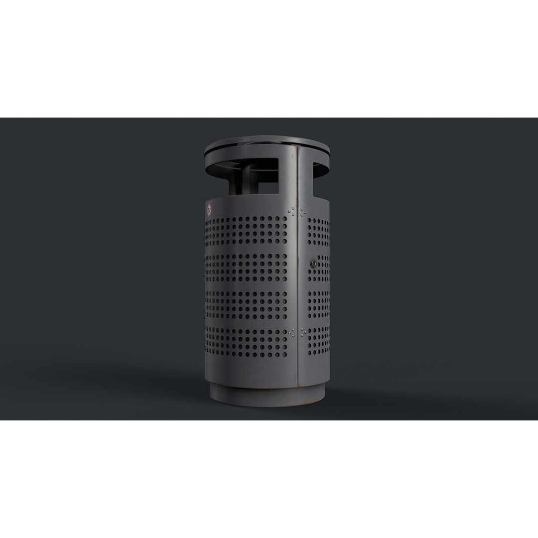 Street Trash Can 3D Model – Low Poly Game Ready PBR Asset, FBX - View 10