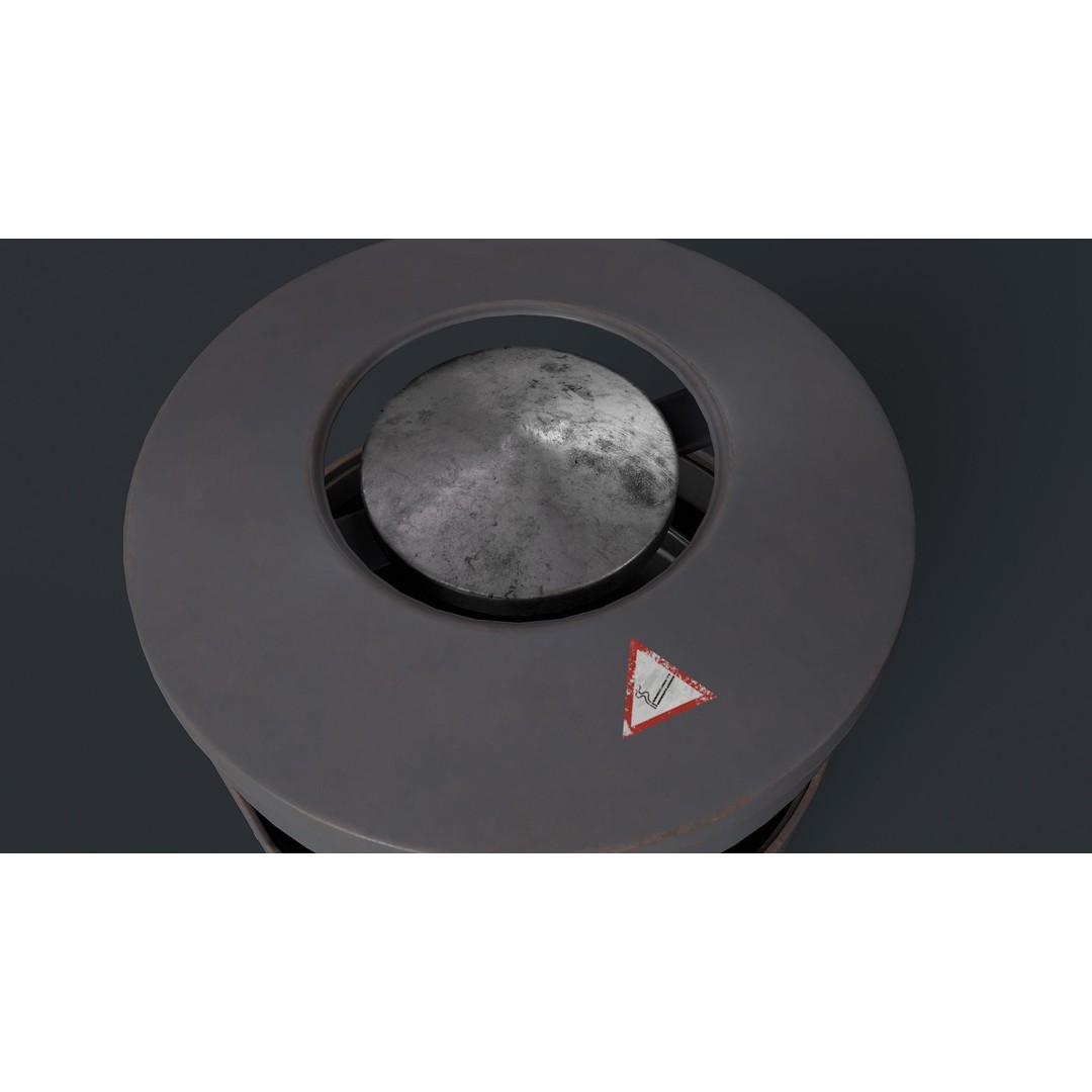 Street Trash Can 3D Model – Low Poly Game Ready PBR Asset, FBX - View 12
