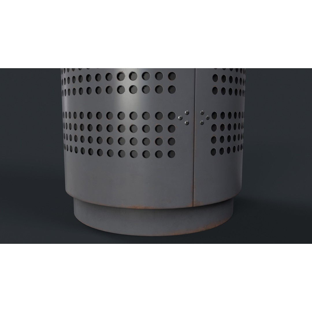 Street Trash Can 3D Model – Low Poly Game Ready PBR Asset, FBX - View 15