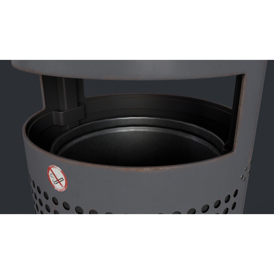 Street Trash Can 3D Model – Low Poly Game Ready PBR Asset, FBX - View 16