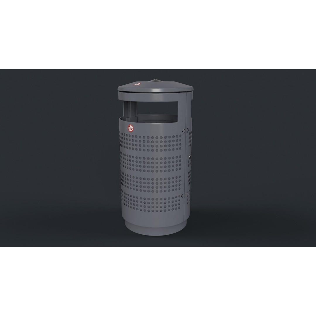 Street Trash Can 3D Model – Low Poly Game Ready PBR Asset, FBX - View 17