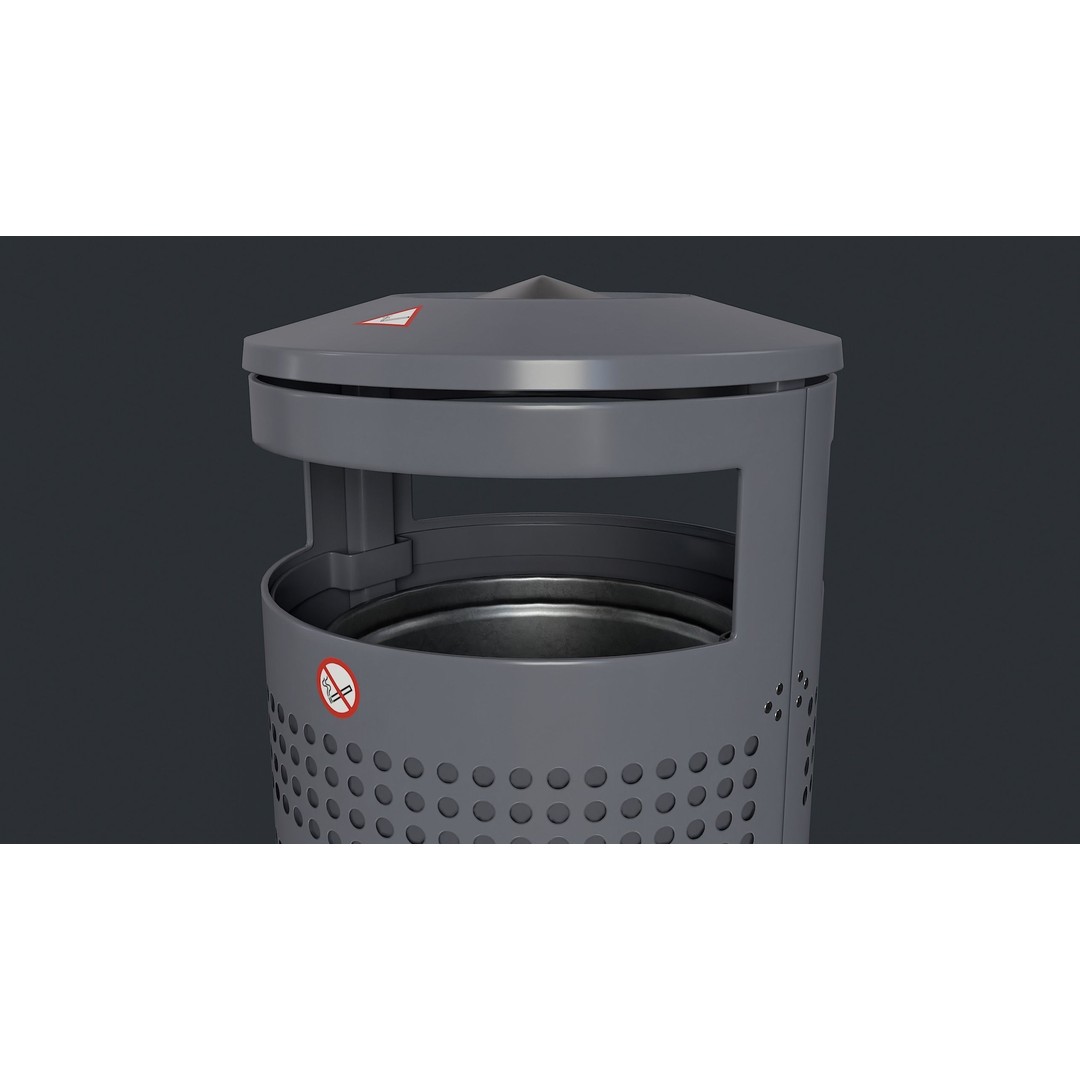 Street Trash Can 3D Model – Low Poly Game Ready PBR Asset, FBX - View 18