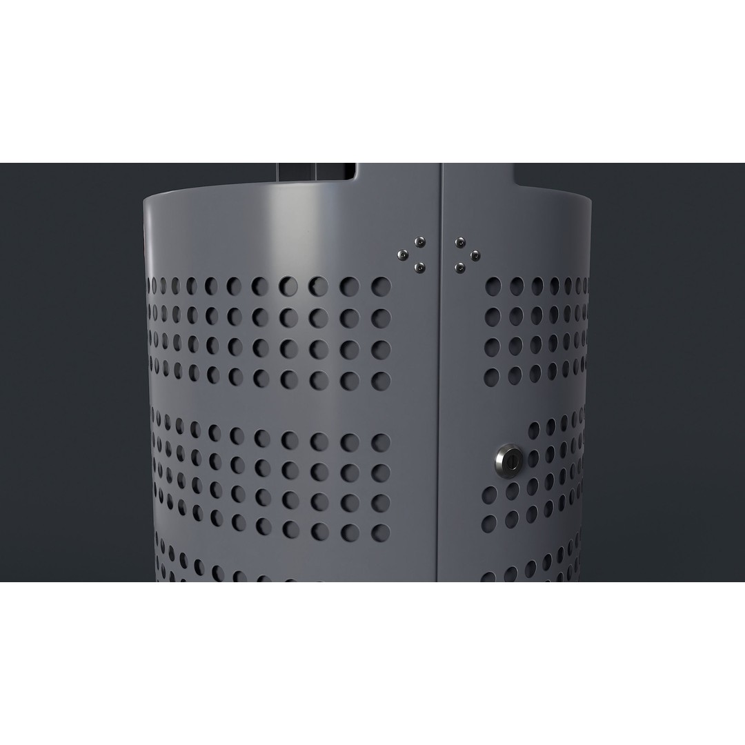 Street Trash Can 3D Model – Low Poly Game Ready PBR Asset, FBX - View 19