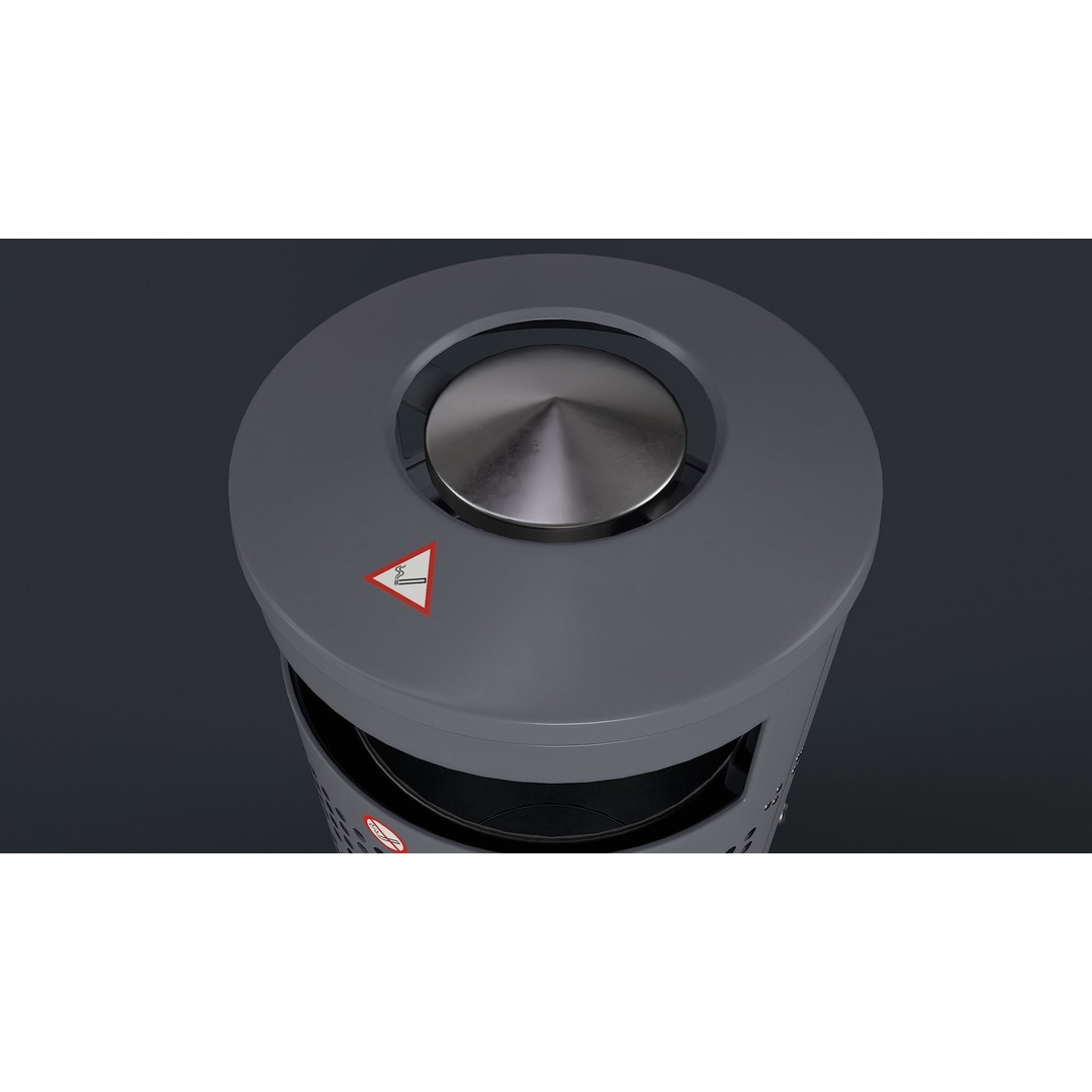 Street Trash Can 3D Model – Low Poly Game Ready PBR Asset, FBX - View 20