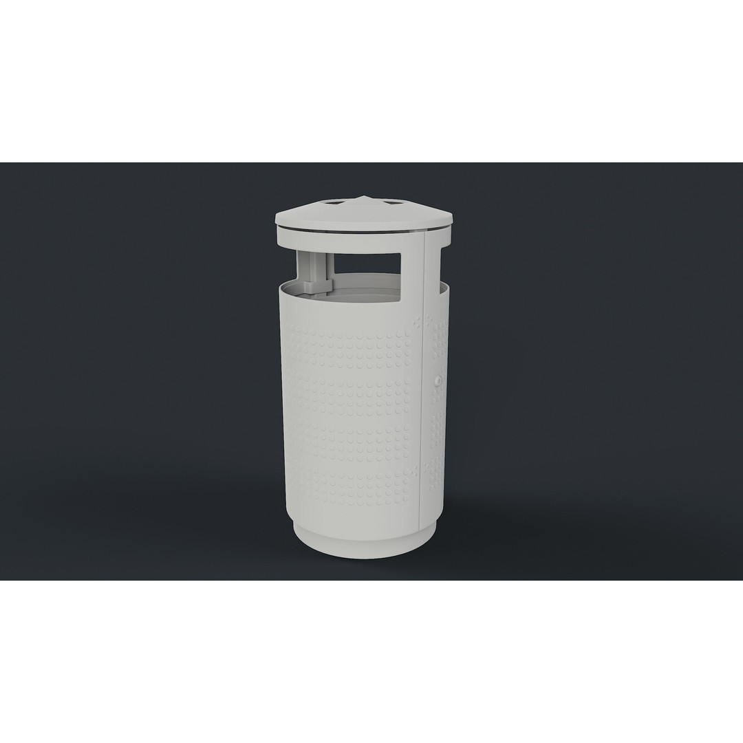 Street Trash Can 3D Model – Low Poly Game Ready PBR Asset, FBX - View 21