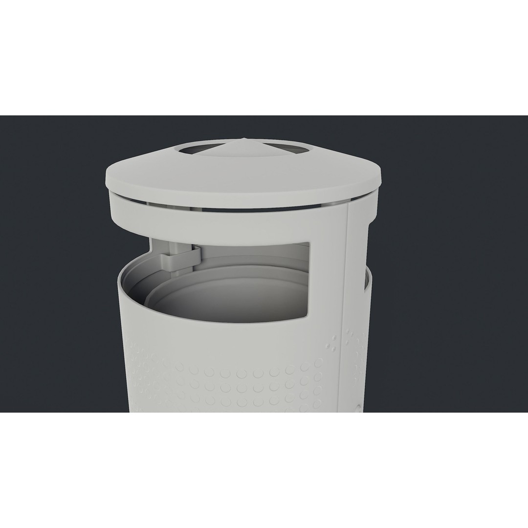 Street Trash Can 3D Model – Low Poly Game Ready PBR Asset, FBX - View 22