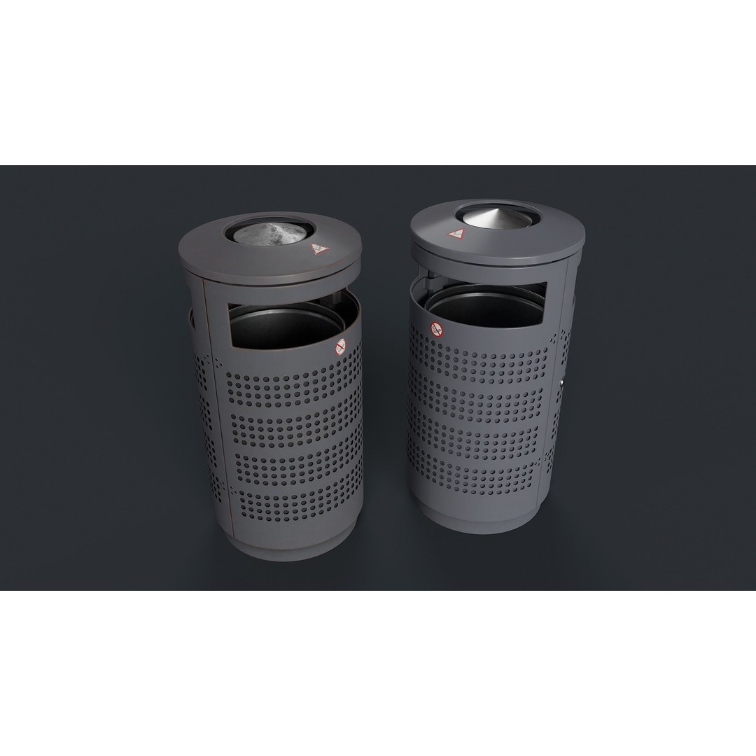 Street Trash Can 3D Model – Low Poly Game Ready PBR Asset, FBX - View 5