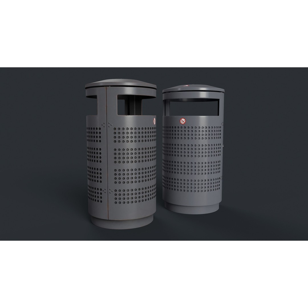 Street Trash Can 3D Model – Low Poly Game Ready PBR Asset, FBX - View 6