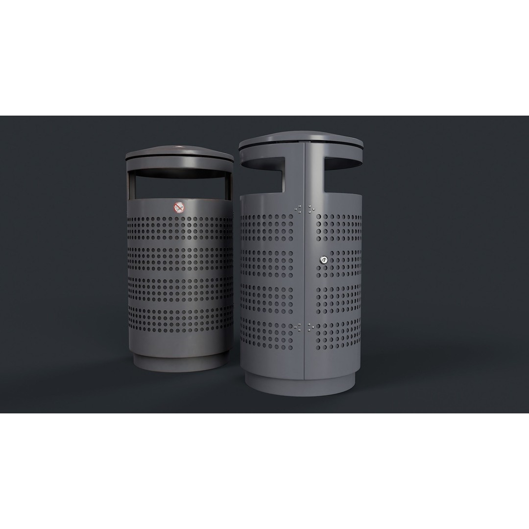Street Trash Can 3D Model – Low Poly Game Ready PBR Asset, FBX - View 7