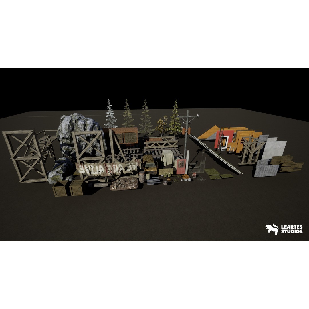 Old Workers Village 3D Model – Low Poly Game Ready Environment, FBX