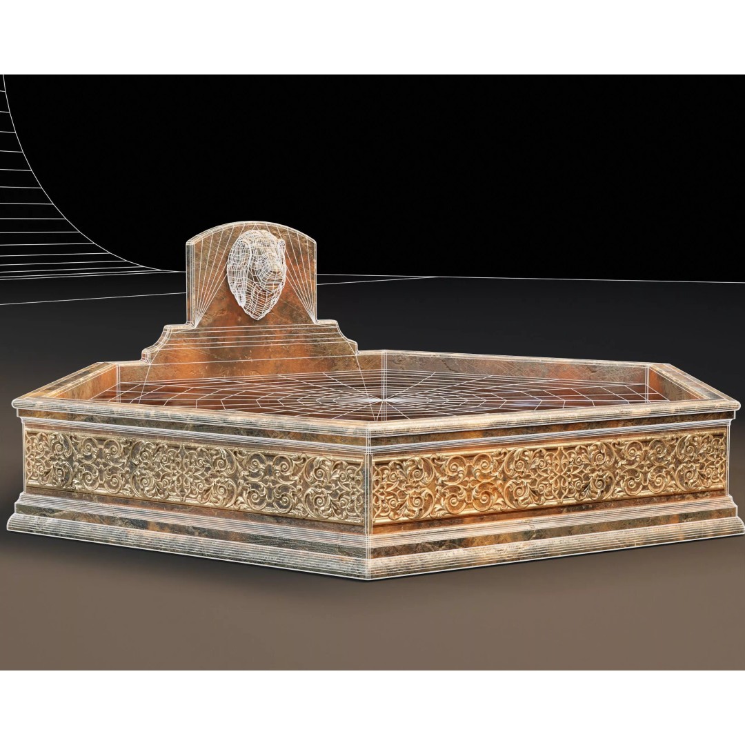 Royal Lion Pond 3D Model – Low Poly Architectural Decoration, FBX, OBJ - View 10