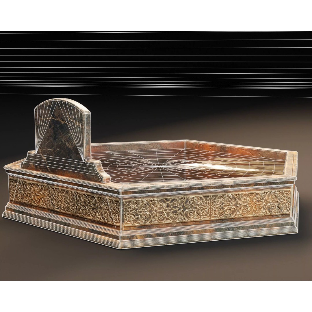 Royal Lion Pond 3D Model – Low Poly Architectural Decoration, FBX, OBJ - View 11