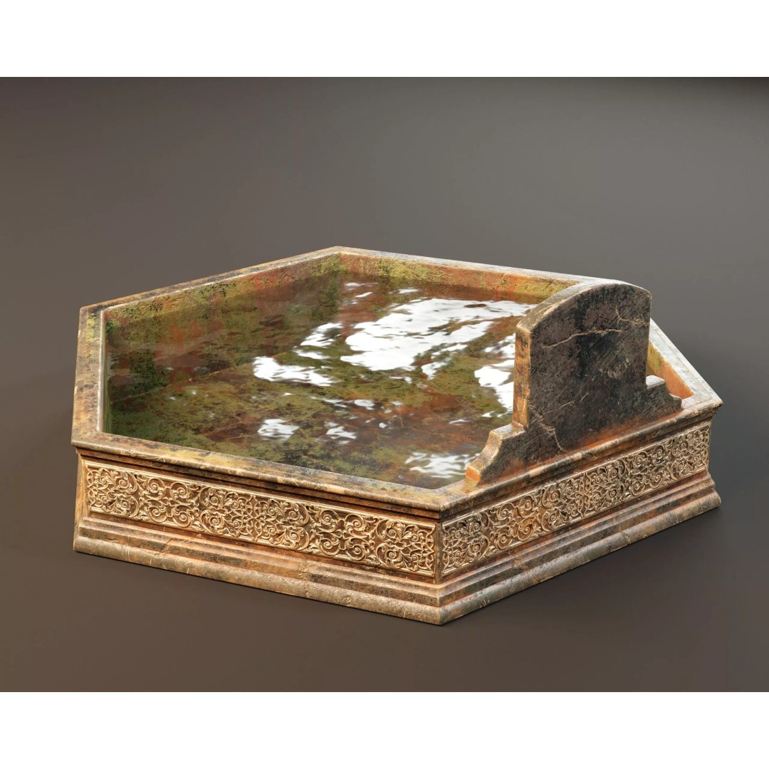 Royal Lion Pond 3D Model – Low Poly Architectural Decoration, FBX, OBJ - View 12