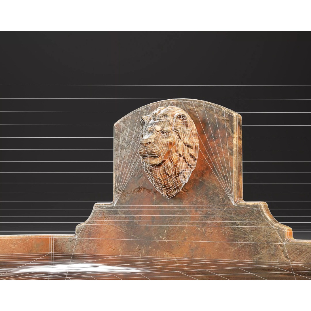 Royal Lion Pond 3D Model – Low Poly Architectural Decoration, FBX, OBJ - View 15