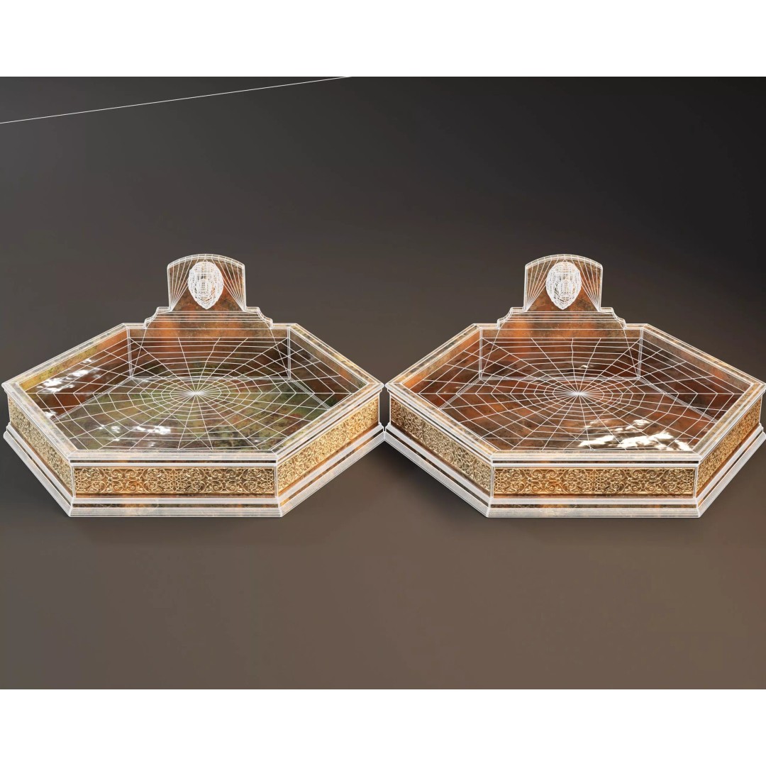 Royal Lion Pond 3D Model – Low Poly Architectural Decoration, FBX, OBJ - View 4