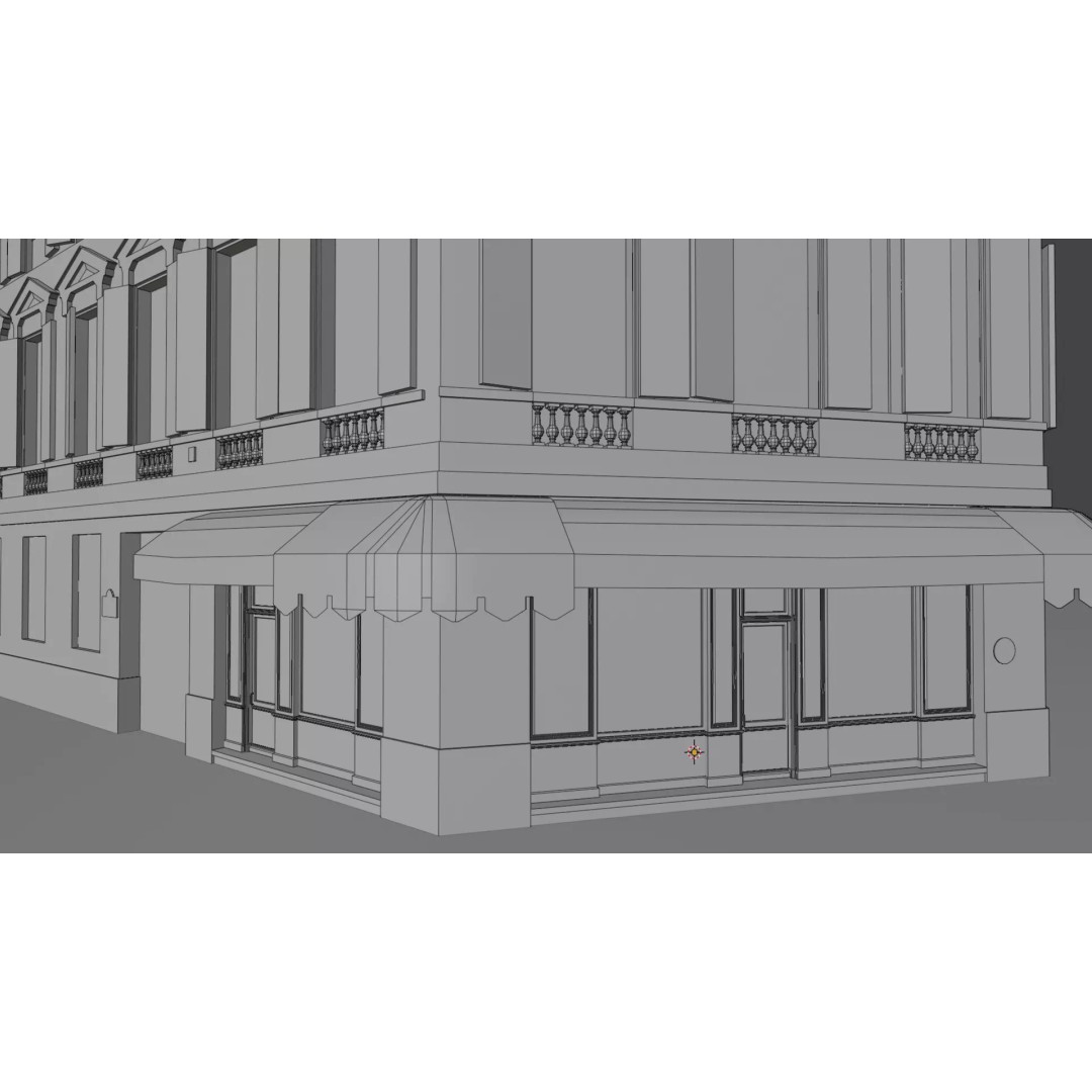 Parisian Corner Building 3D Model – Low Poly Game Ready, FBX - View 11