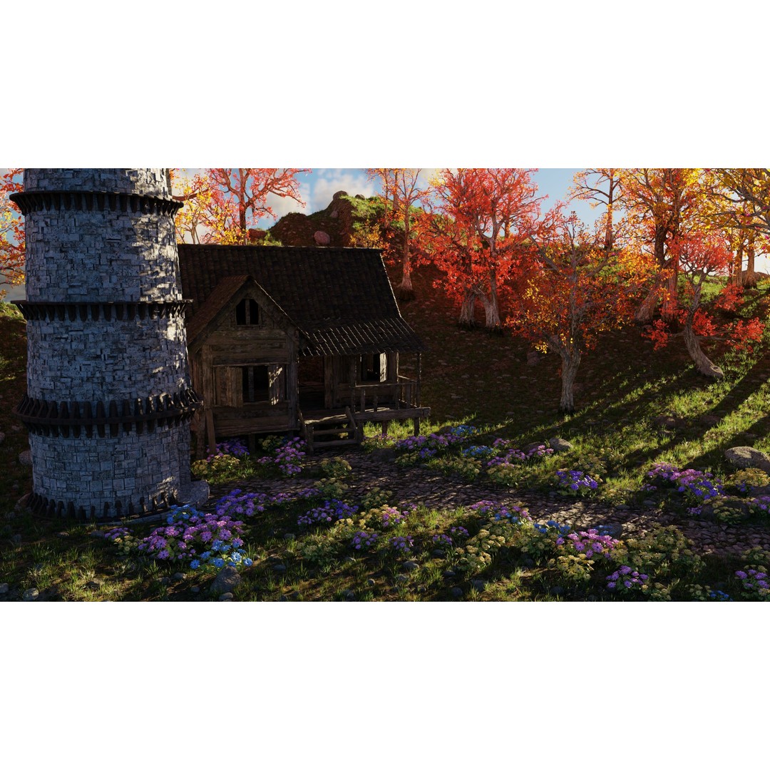 Tower Scene 3D Model – High Poly Landscape Asset for Blender - View 10