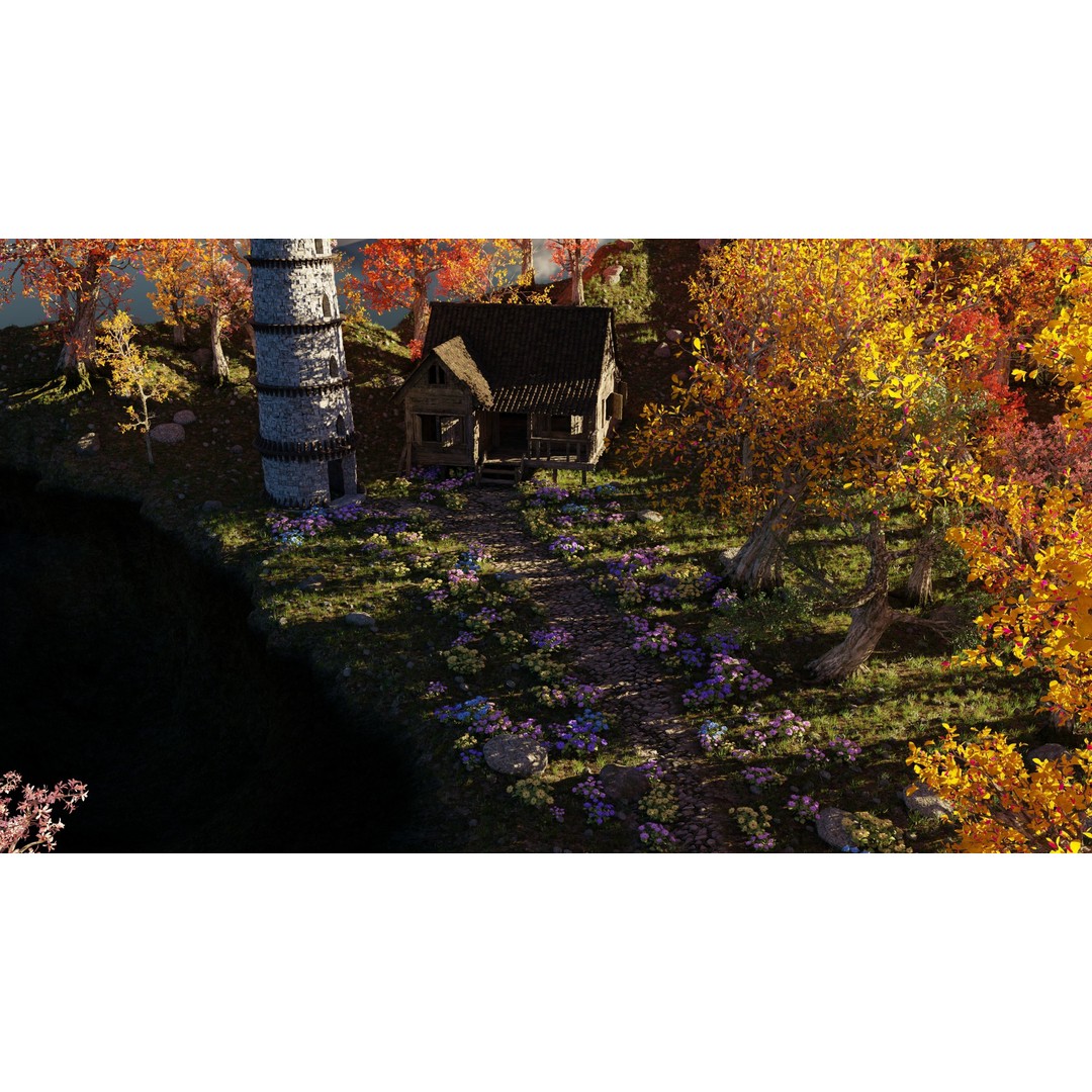 Tower Scene 3D Model – High Poly Landscape Asset for Blender - View 12