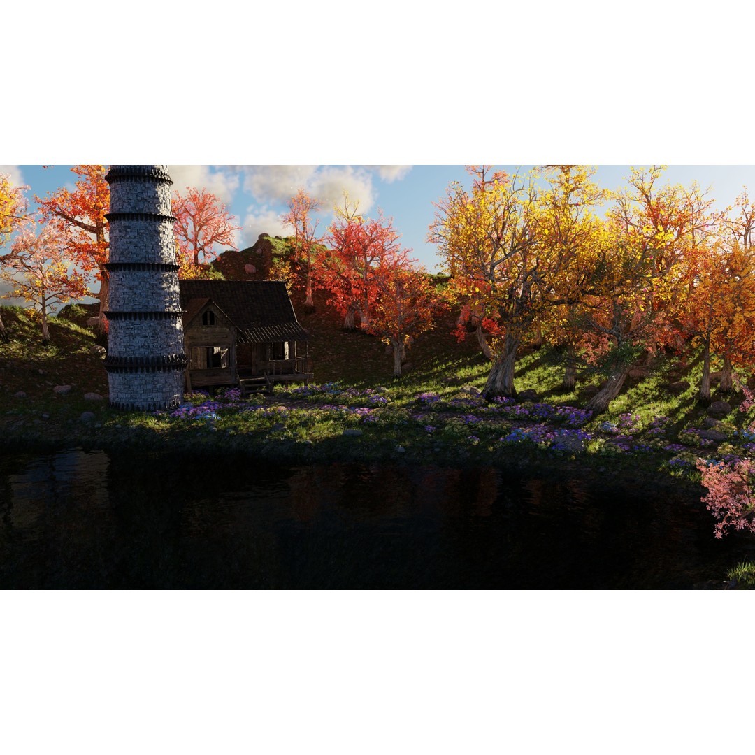 Tower Scene 3D Model – High Poly Landscape Asset for Blender - View 13