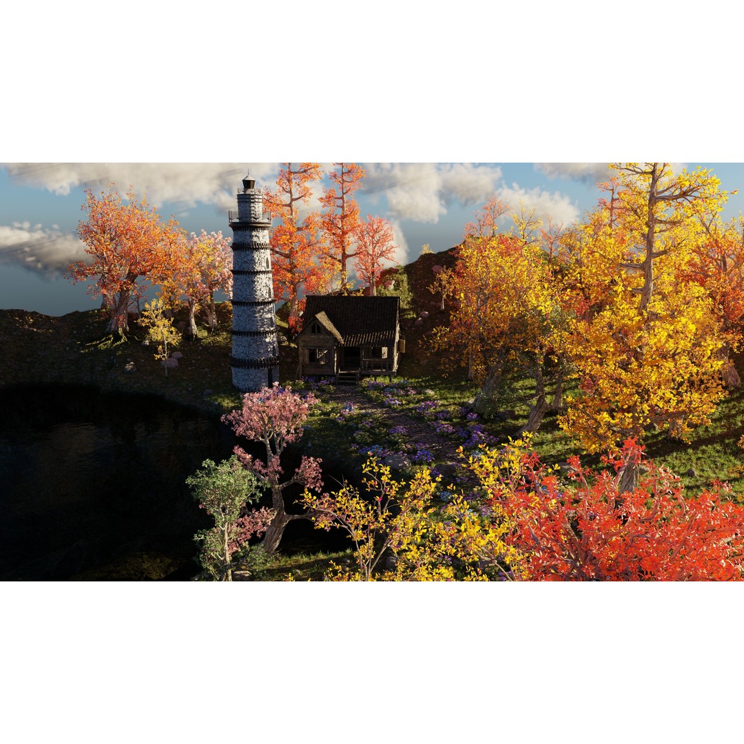 Tower Scene 3D Model – High Poly Landscape Asset for Blender - View 15