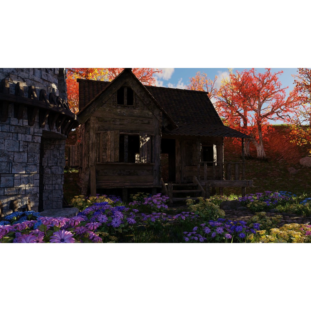 Tower Scene 3D Model – High Poly Landscape Asset for Blender - View 19