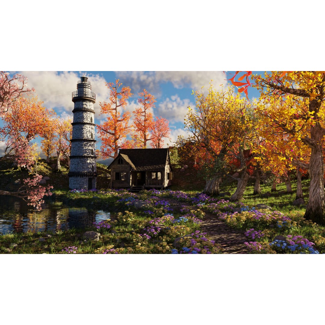 Tower Scene 3D Model – High Poly Landscape Asset for Blender - View 2