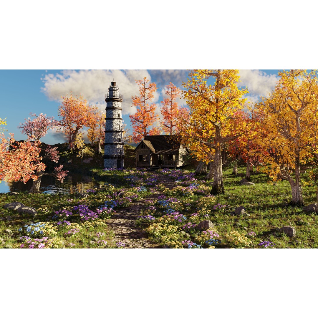 Tower Scene 3D Model – High Poly Landscape Asset for Blender - View 5