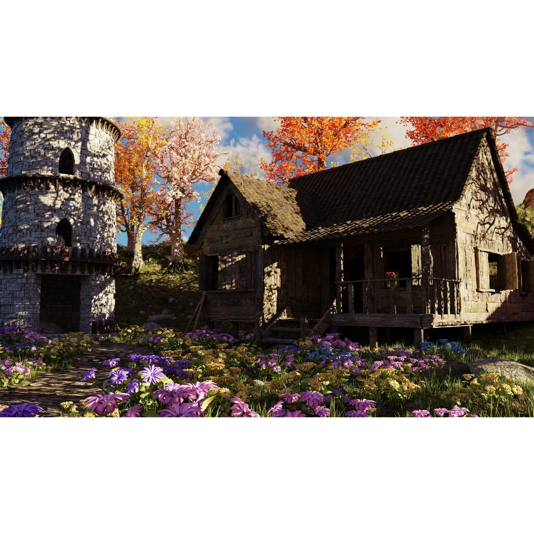 Tower Scene 3D Model – High Poly Landscape Asset for Blender - View 6