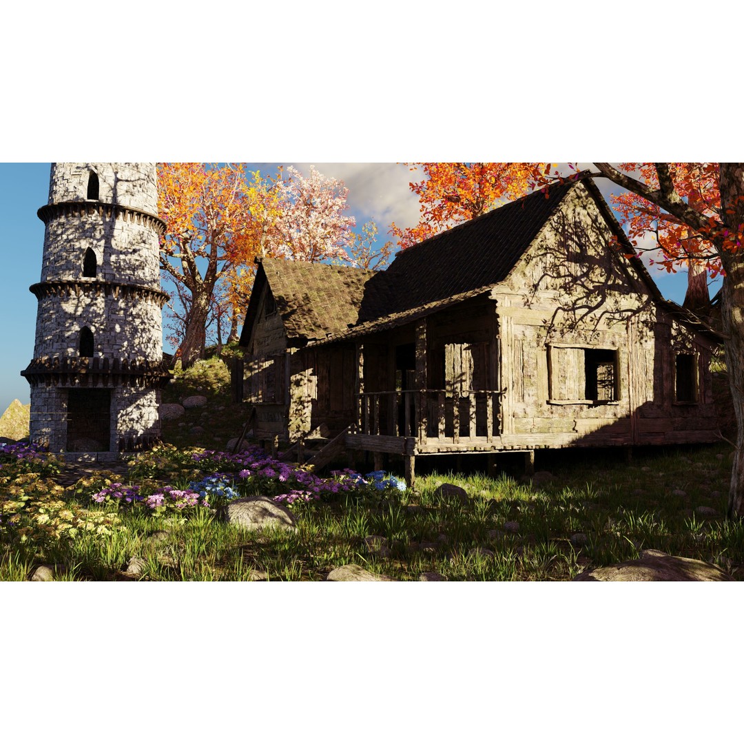 Tower Scene 3D Model – High Poly Landscape Asset for Blender - View 7
