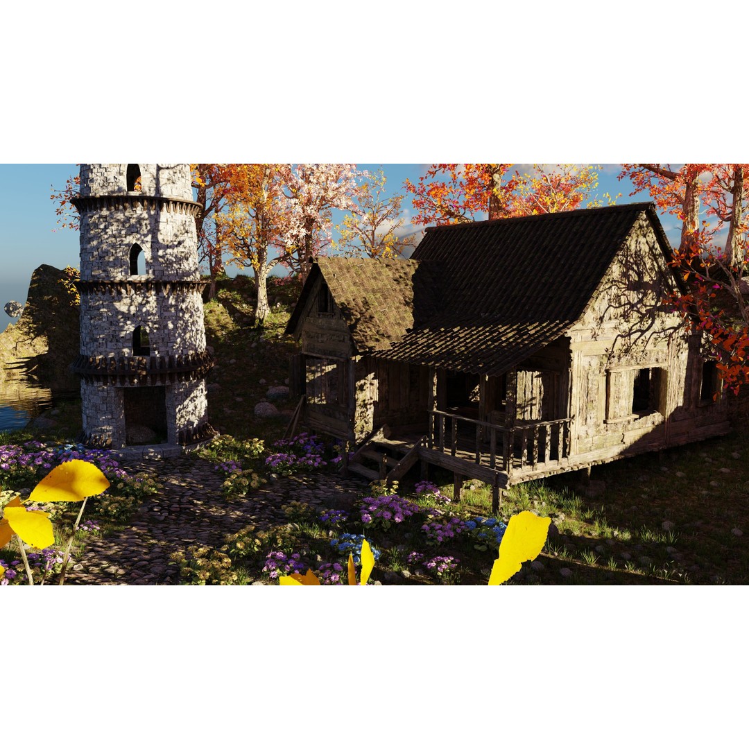 Tower Scene 3D Model – High Poly Landscape Asset for Blender - View 8