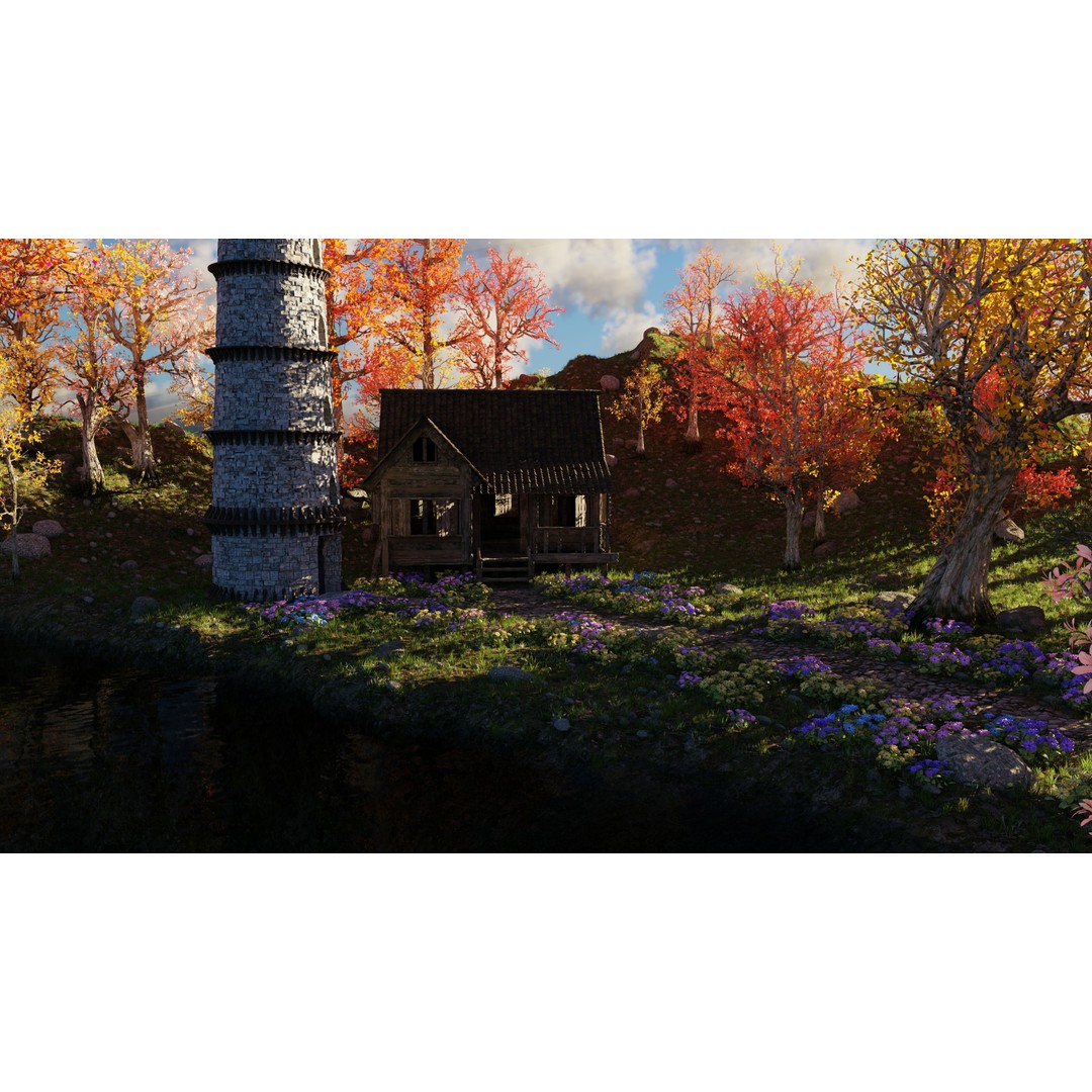 Tower Scene 3D Model – High Poly Landscape Asset for Blender - View 9