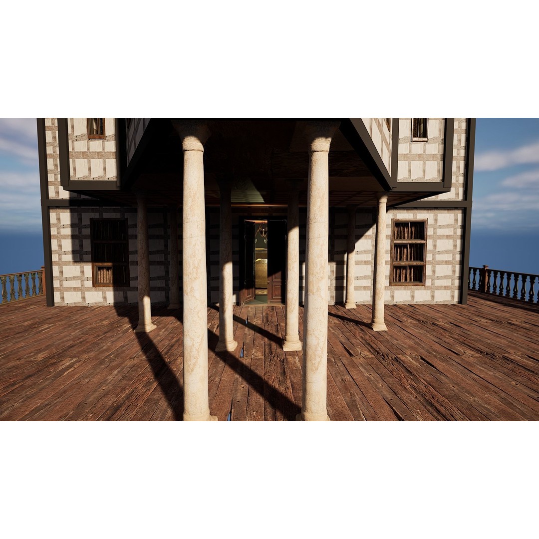 Three Storey House 3D Model – Fantasy Architectural Design, Game Ready - View 10