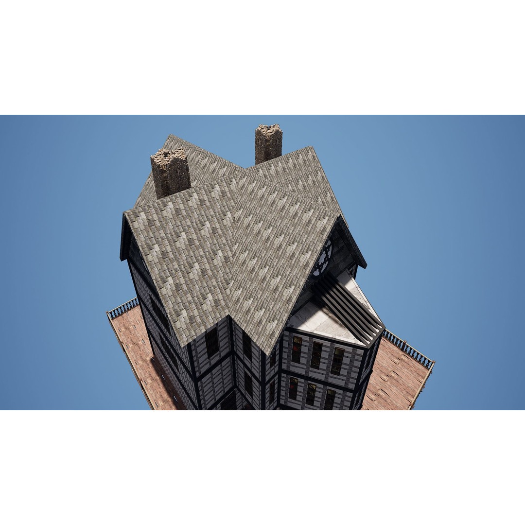 Three Storey House 3D Model – Fantasy Architectural Design, Game Ready - View 37