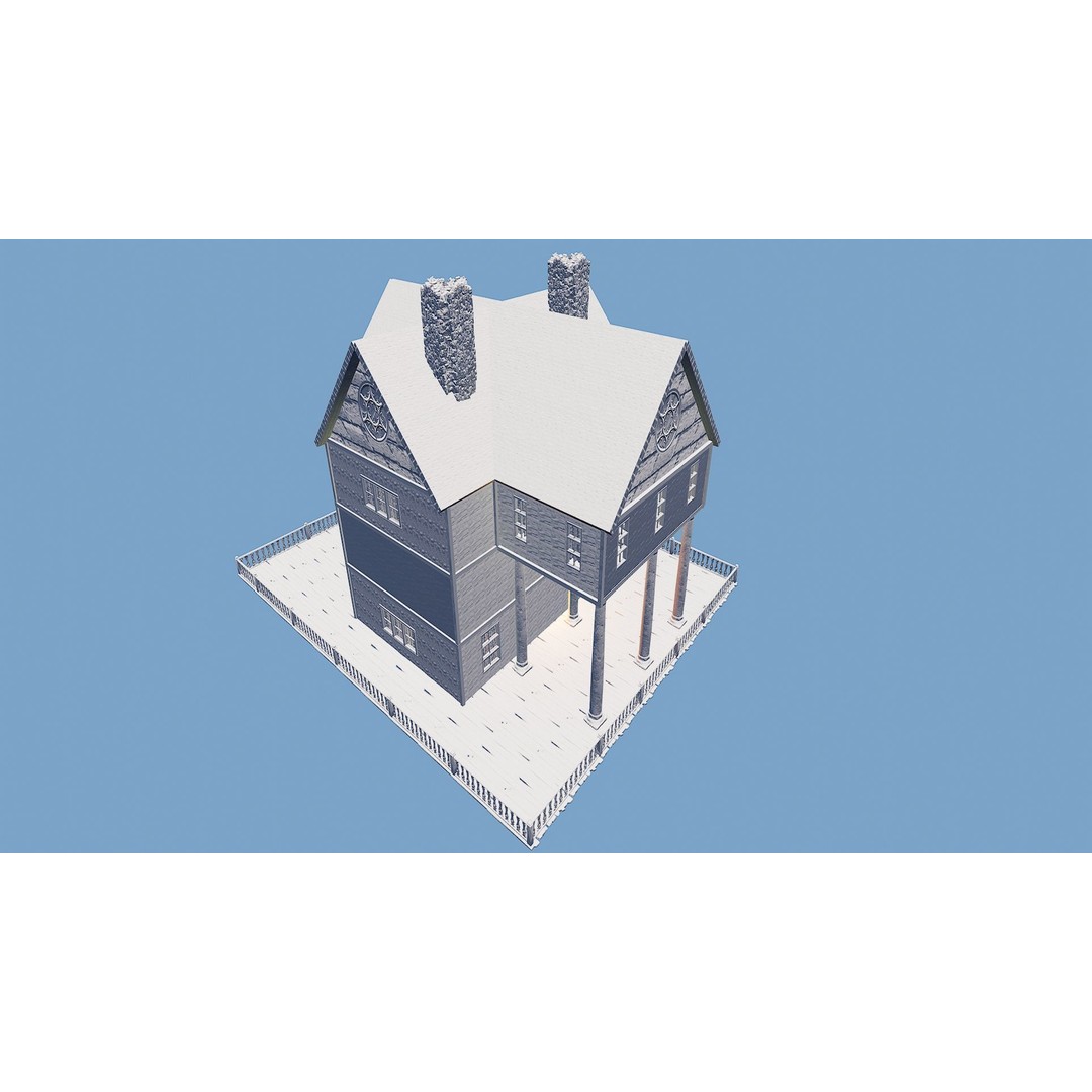 Three Storey House 3D Model – Fantasy Architectural Design, Game Ready - View 42