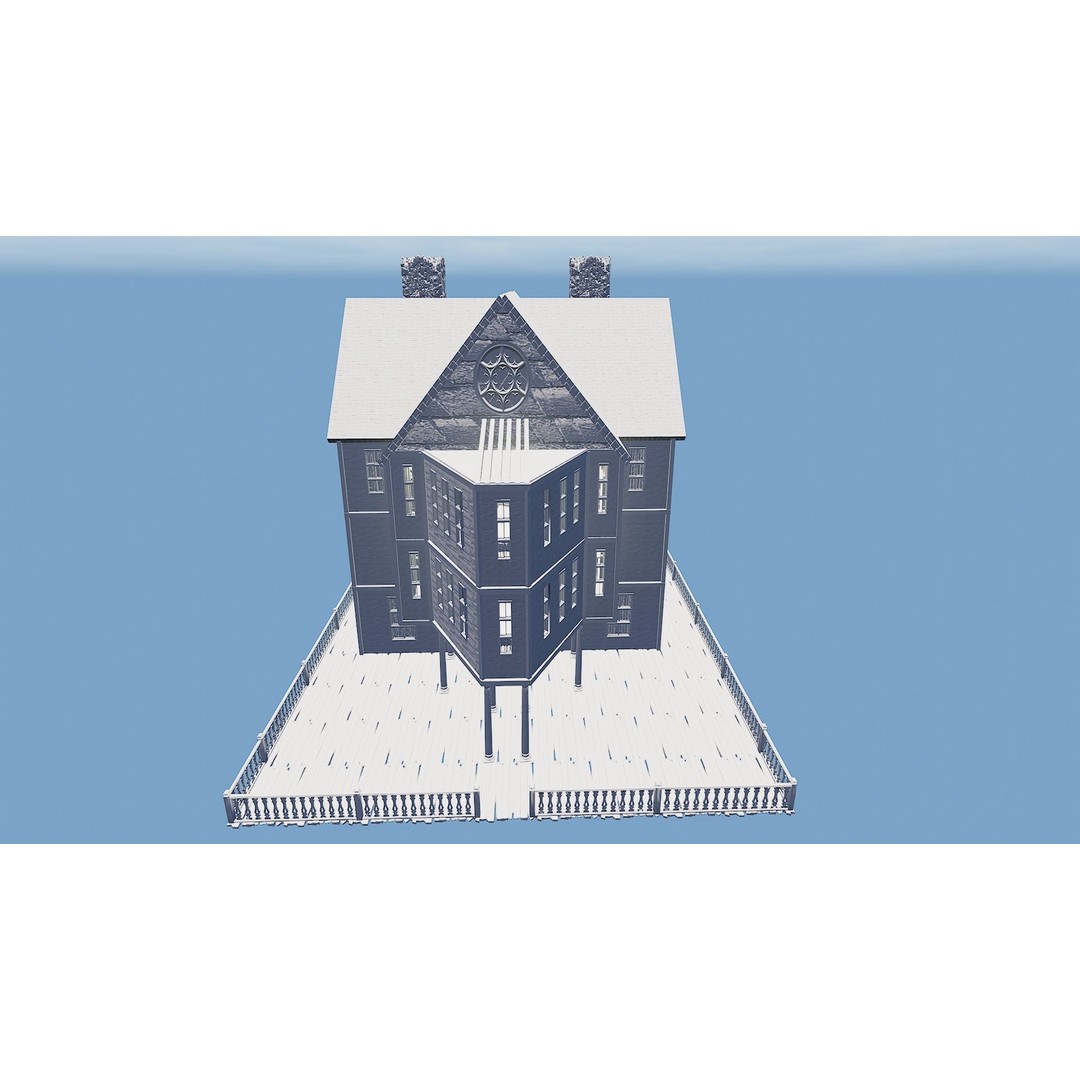 Three Storey House 3D Model – Fantasy Architectural Design, Game Ready - View 43