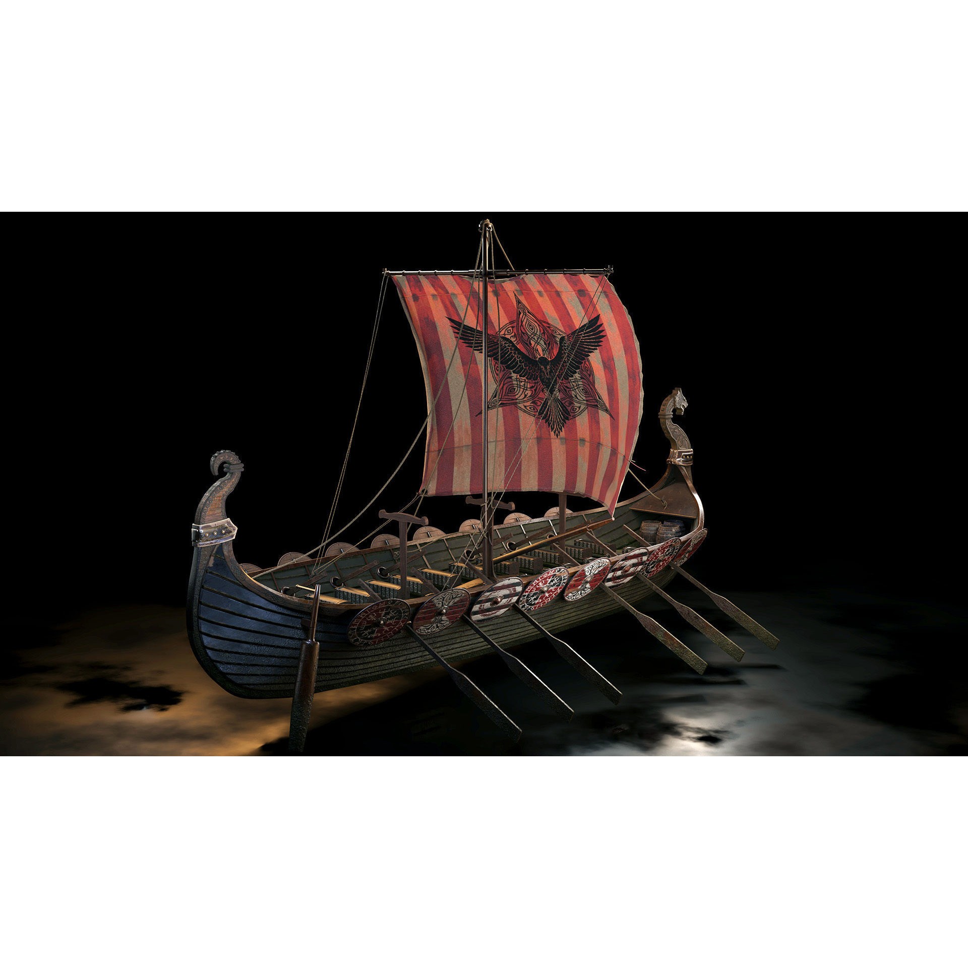 Viking Boat - Game-Ready 3D Model - View 10