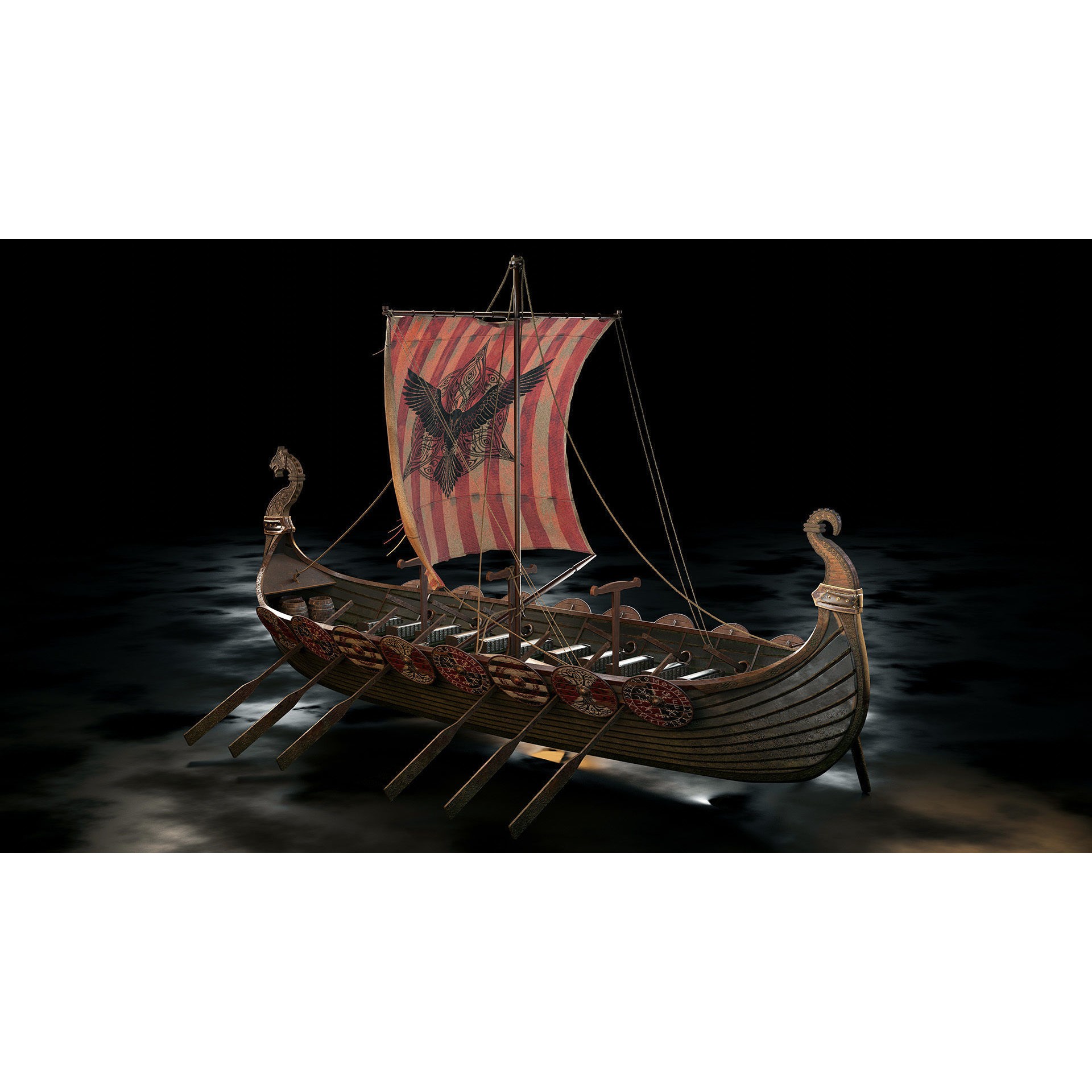 Viking Boat - Game-Ready 3D Model - View 11
