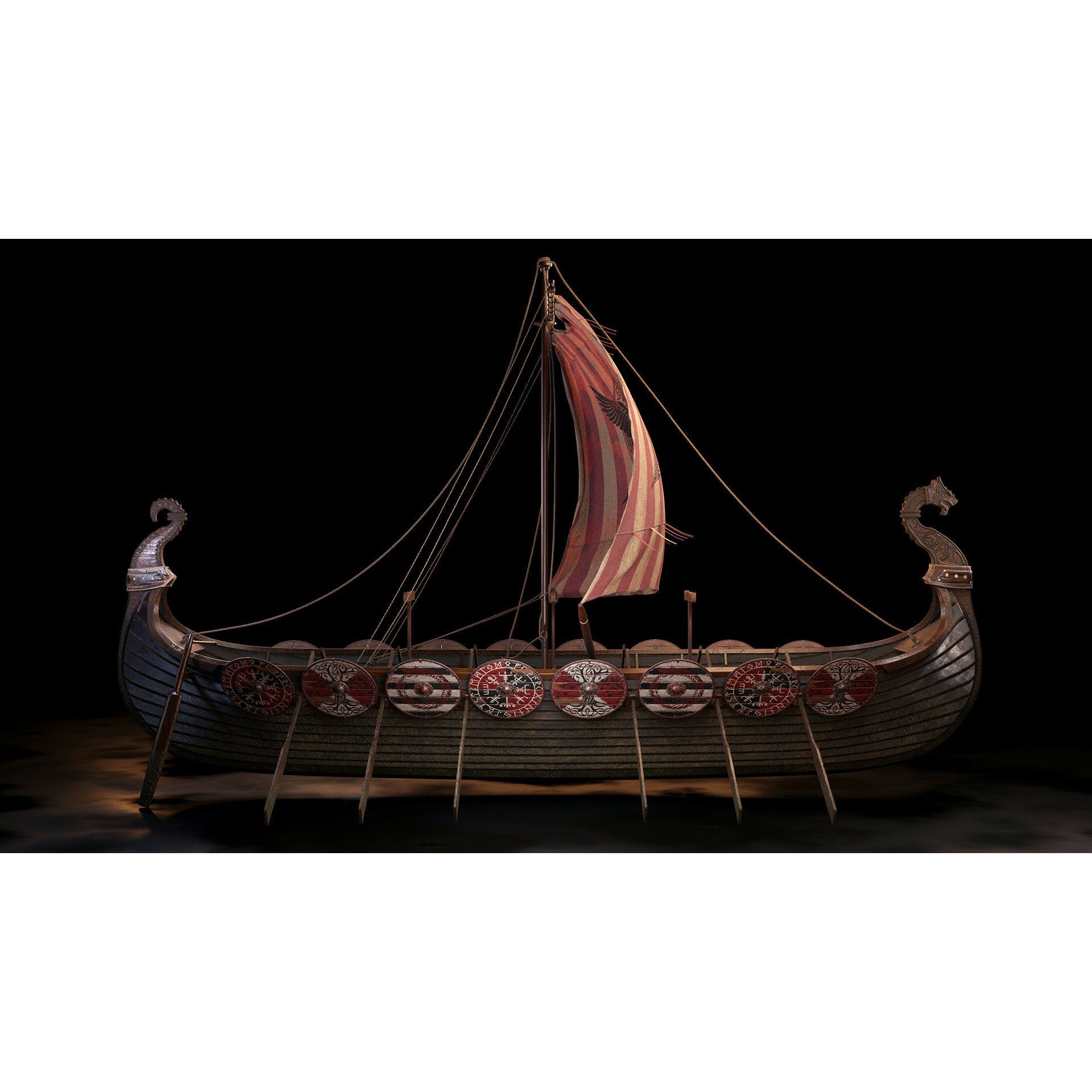 Viking Boat - Game-Ready 3D Model - View 3