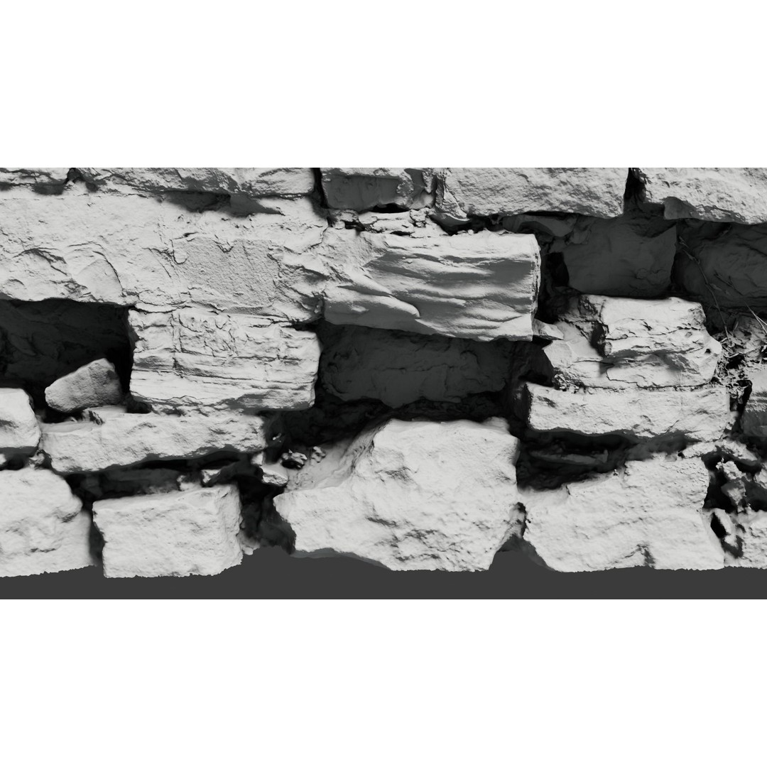 Jimen Stone Wall 3D Model – High Res Retainer Wall Asset, OBJ - View 23