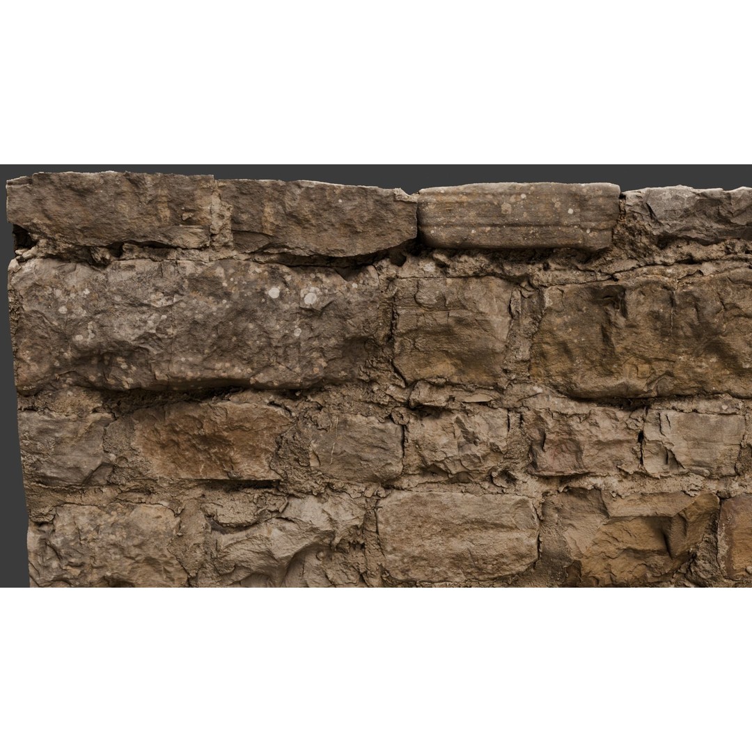 Jimen Stone Wall 3D Model – High Res Retainer Wall Asset, OBJ - View 5