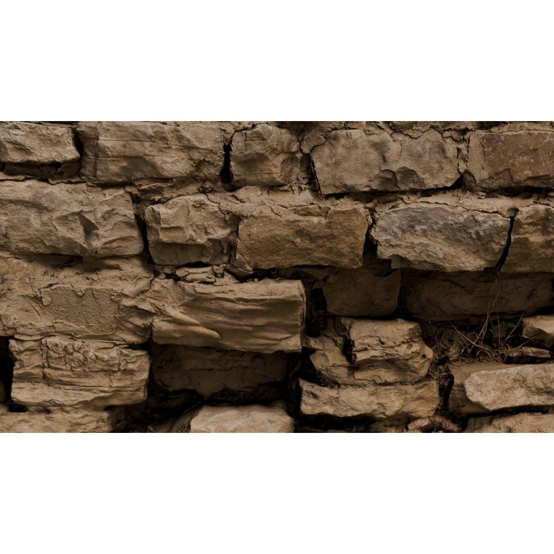 Jimen Stone Wall 3D Model – High Res Retainer Wall Asset, OBJ - View 6