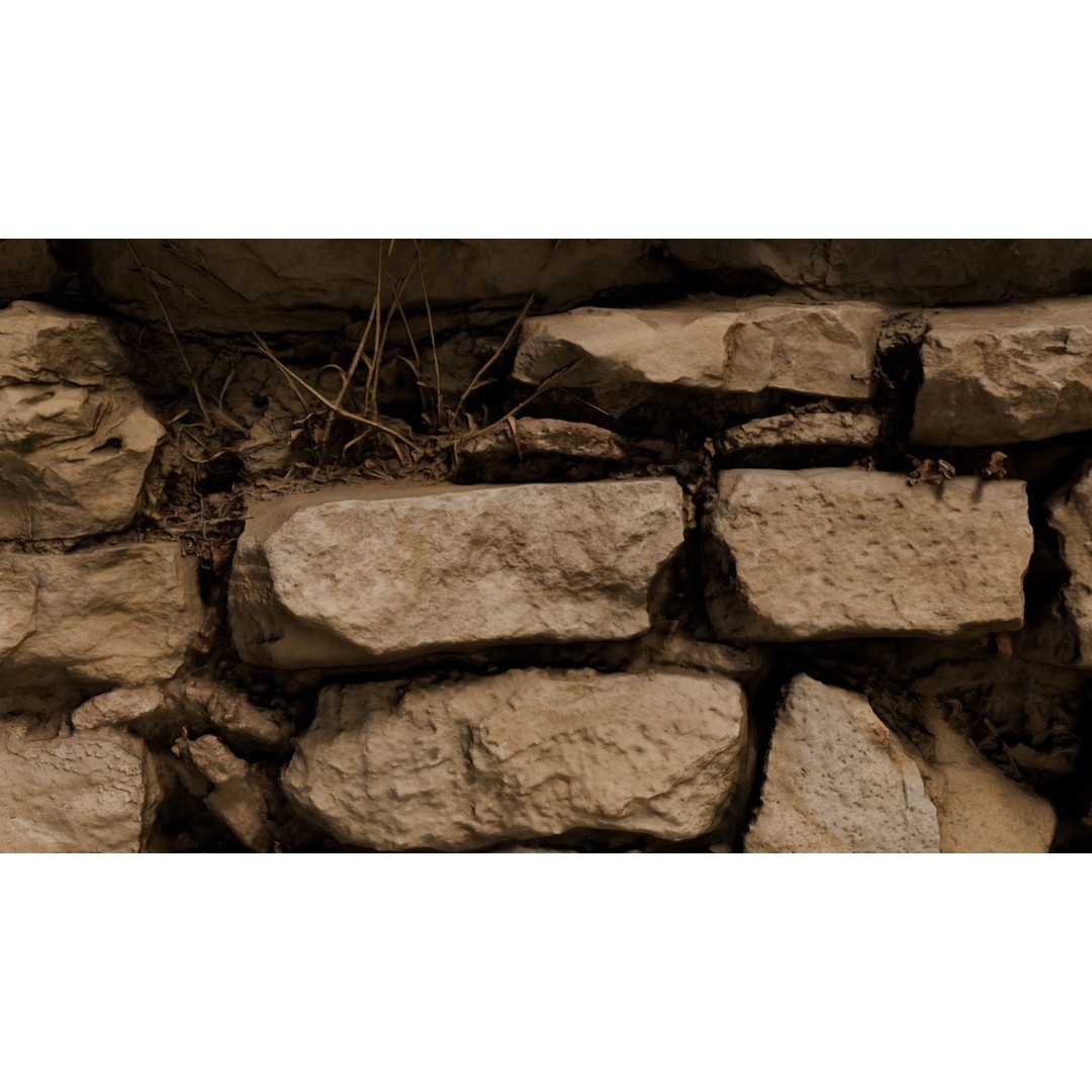 Jimen Stone Wall 3D Model – High Res Retainer Wall Asset, OBJ - View 7