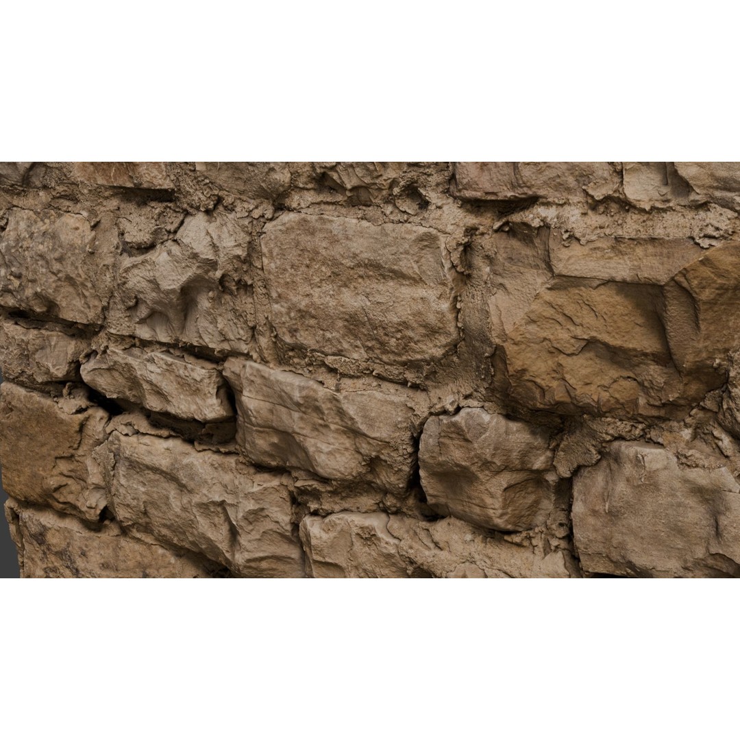 Jimen Stone Wall 3D Model – High Res Retainer Wall Asset, OBJ - View 8