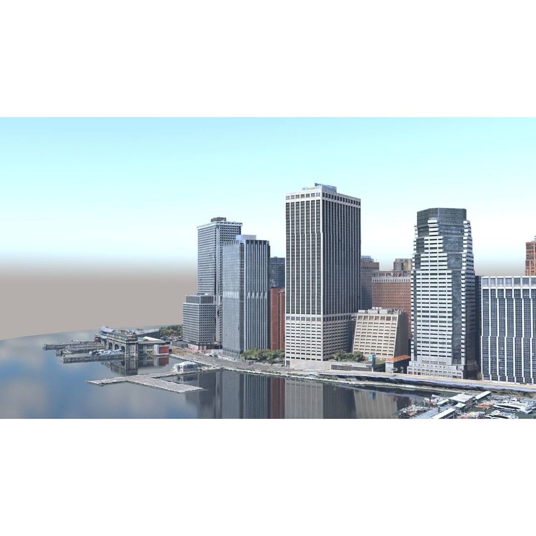 Lower Manhattan 3D Model – Low Poly Cityscape, FBX, OBJ - View 3
