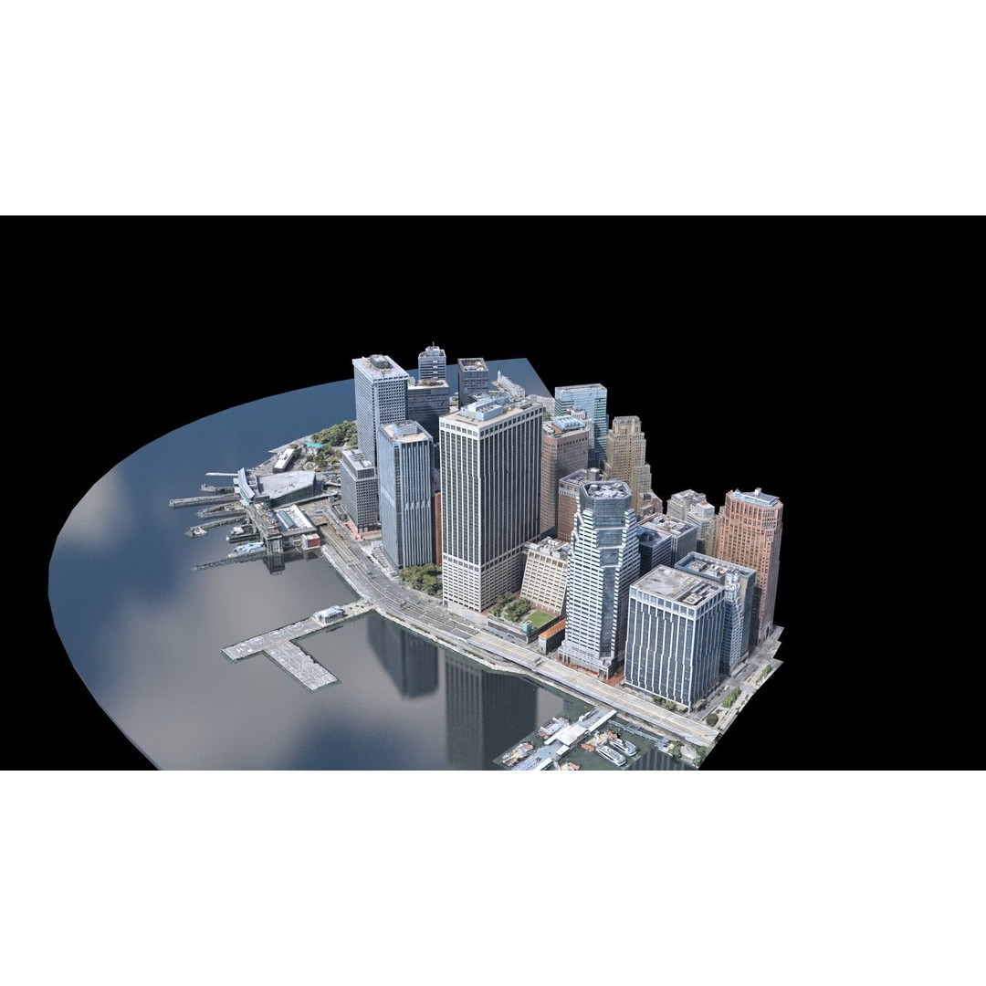 Lower Manhattan 3D Model – Low Poly Cityscape, FBX, OBJ - View 7