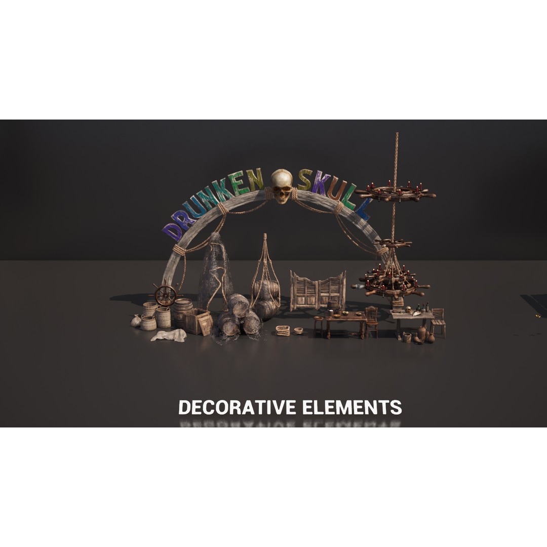 Pirate Tavern 3D Model – Low Poly Game Ready Asset, FBX, PBR - View 22
