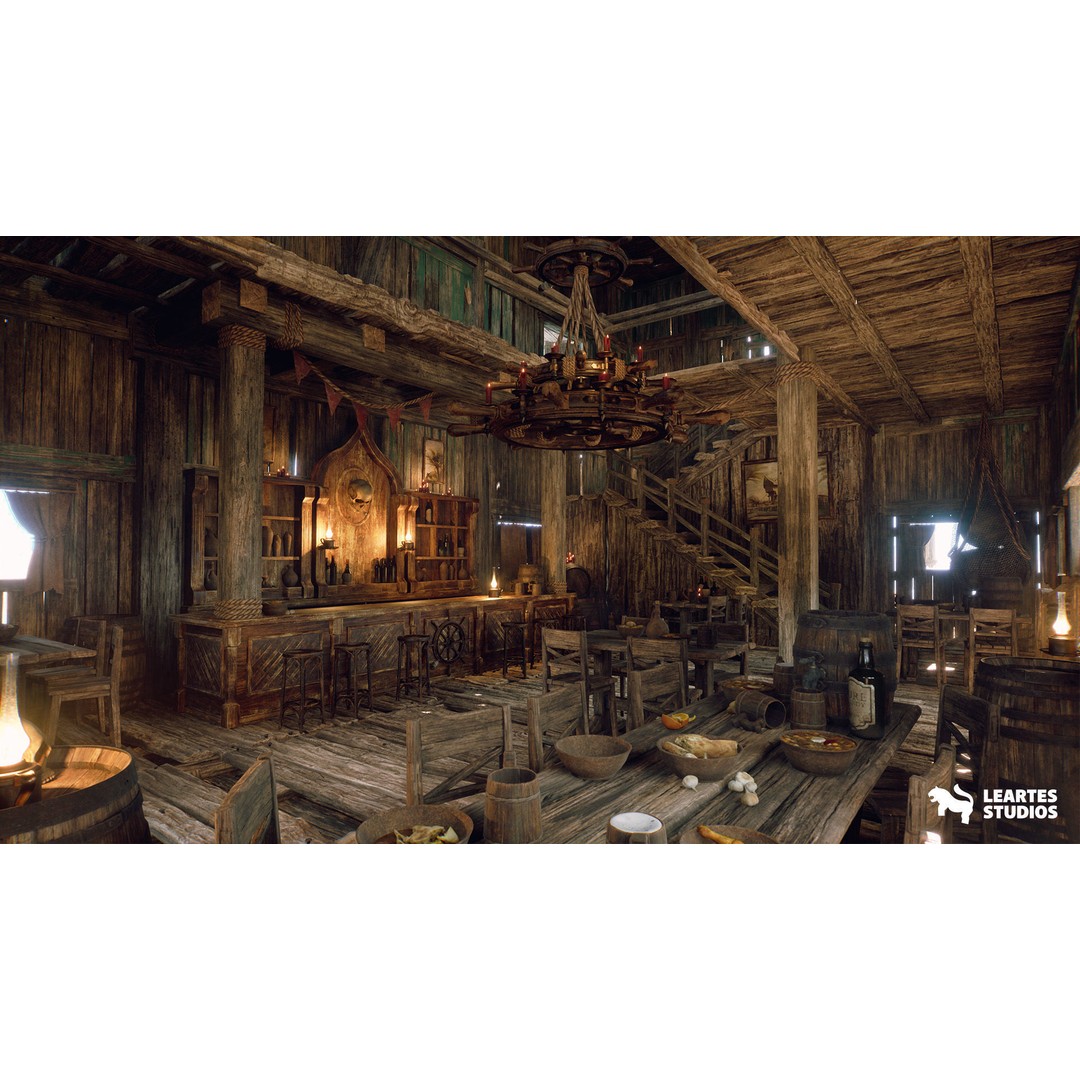 Pirate Tavern 3D Model – Low Poly Game Ready Asset, FBX, PBR - View 6