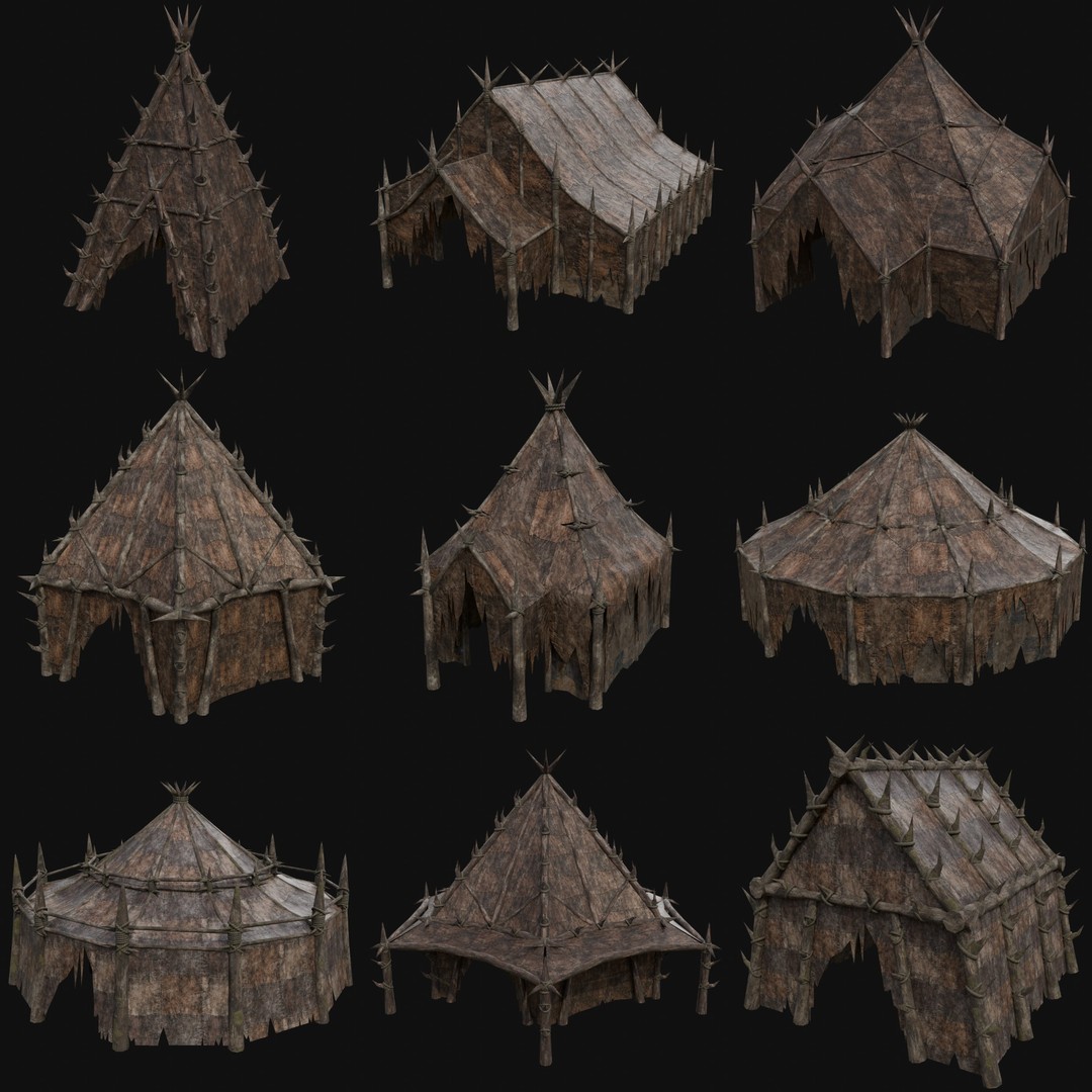Orcish Tent 3D Model – Low Poly Game Ready Collection, FBX, OBJ