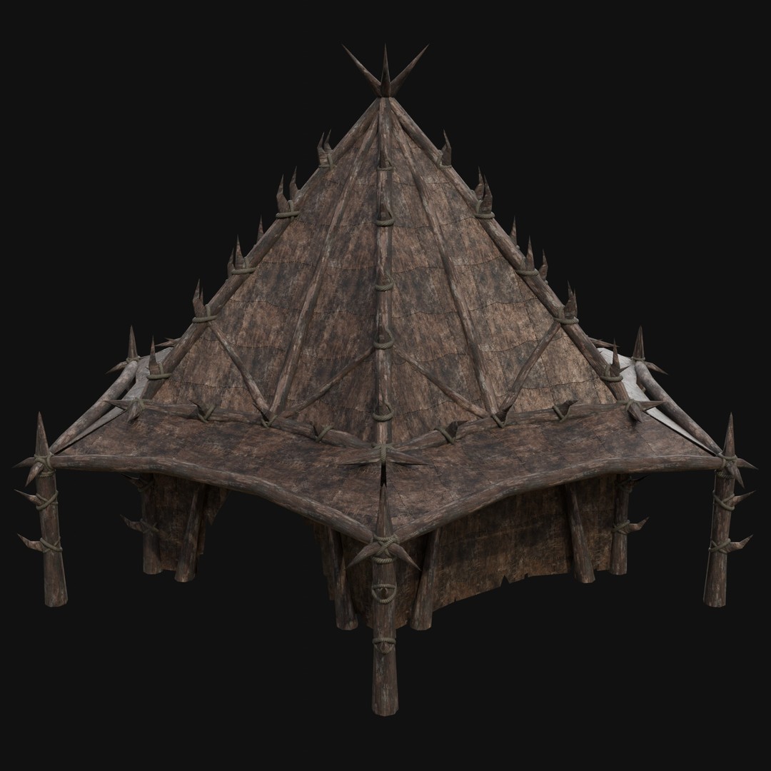 Orcish Tent 3D Model – Low Poly Game Ready Collection, FBX, OBJ - View 10