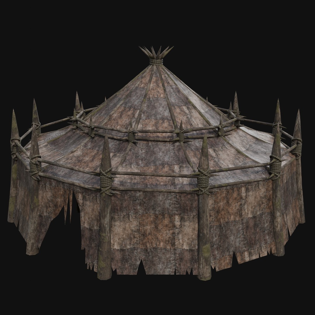Orcish Tent 3D Model – Low Poly Game Ready Collection, FBX, OBJ - View 11